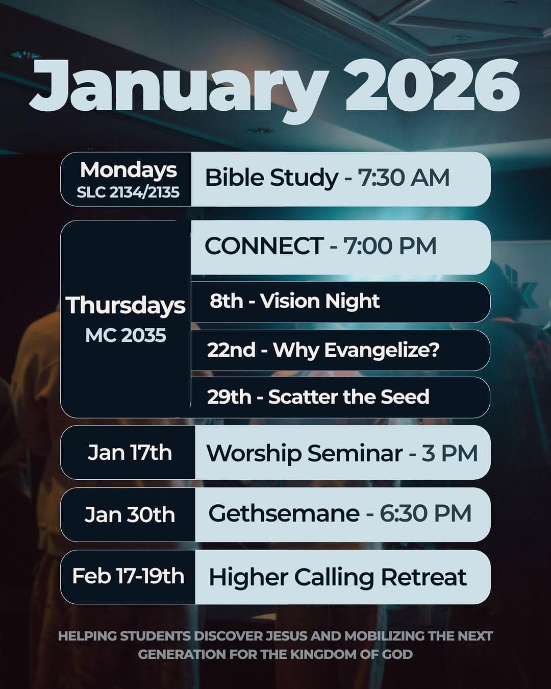 Kingdom Come Weekly Events