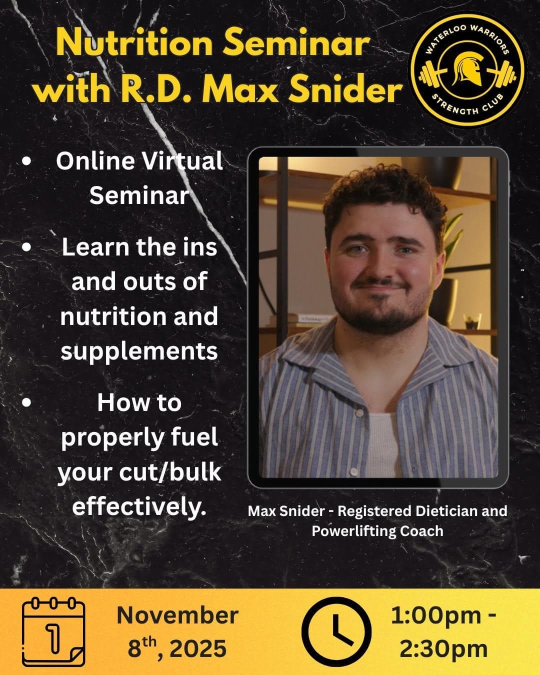 Nutrition Seminar with R.D. Max Snider