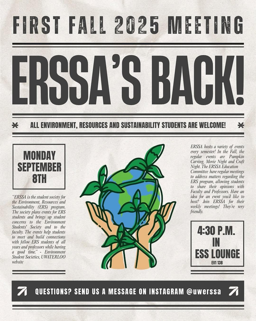 ERSSA First Meeting of Fall 2025