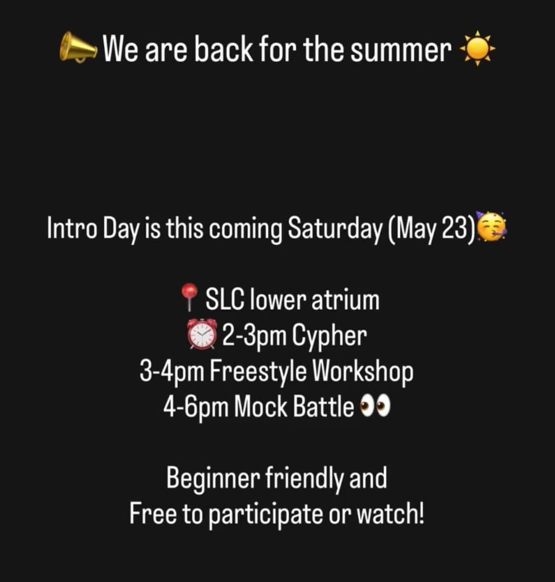 Intro Day: Freestyle Workshop & Mock Battle