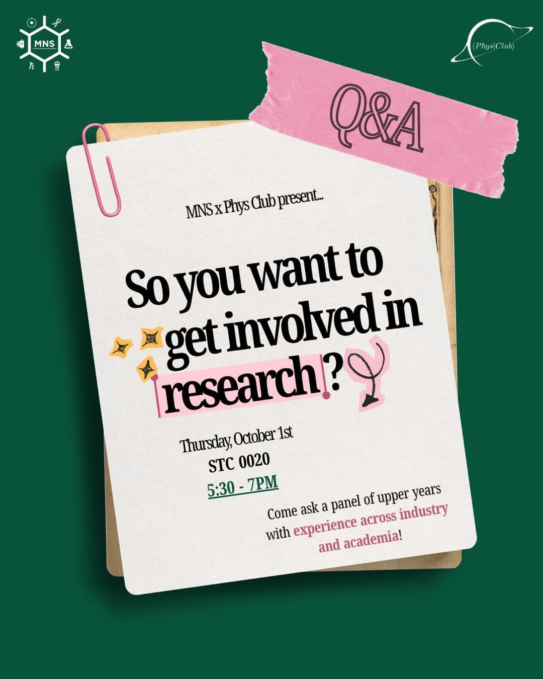 Q&A Panel: So You Want to Get Involved in Research?