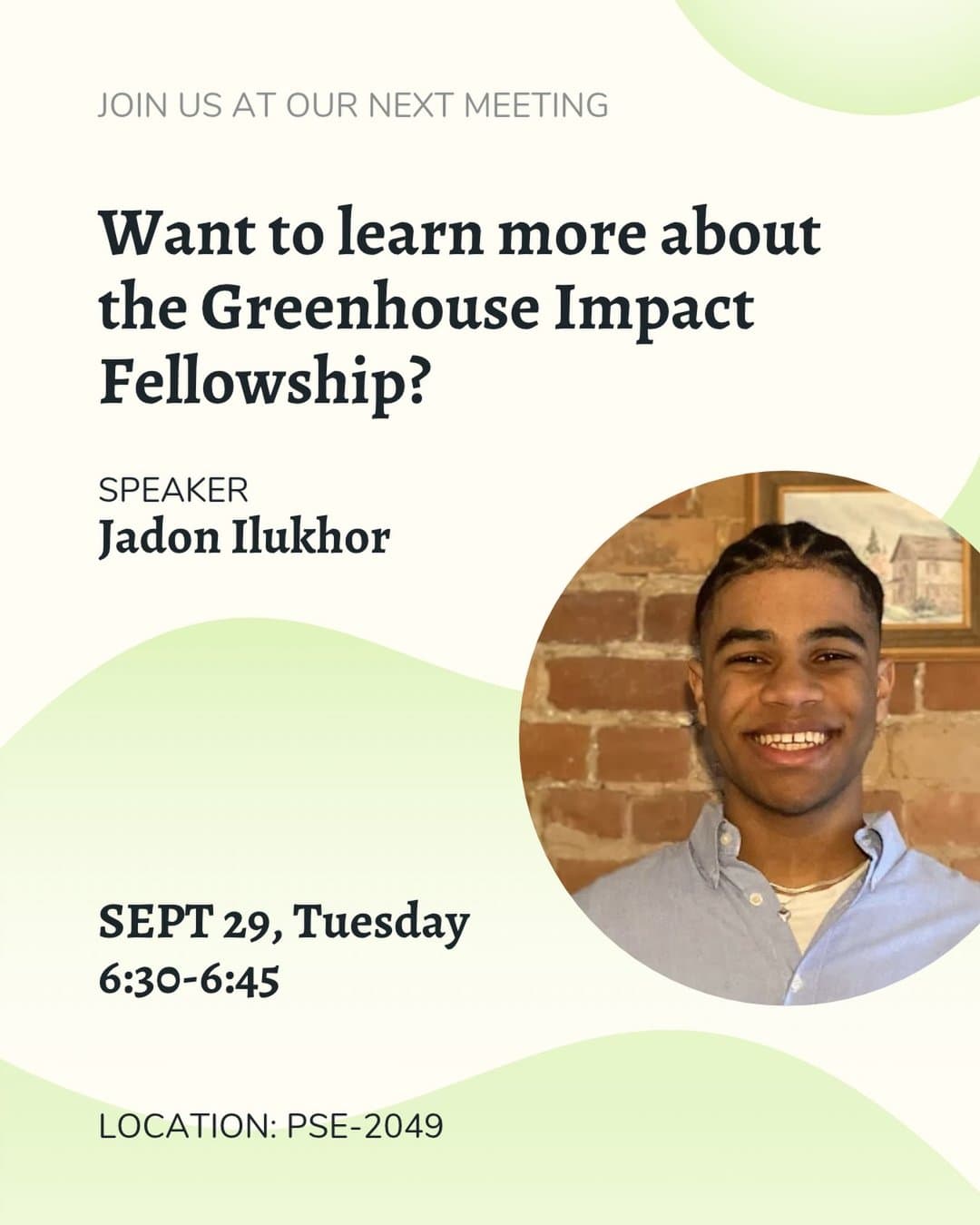 GreenHouse Impact Investing Fellowship Guest Talk