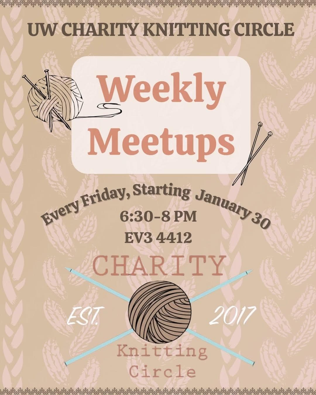 UW Charity Knitting Circle Weekly Meetups