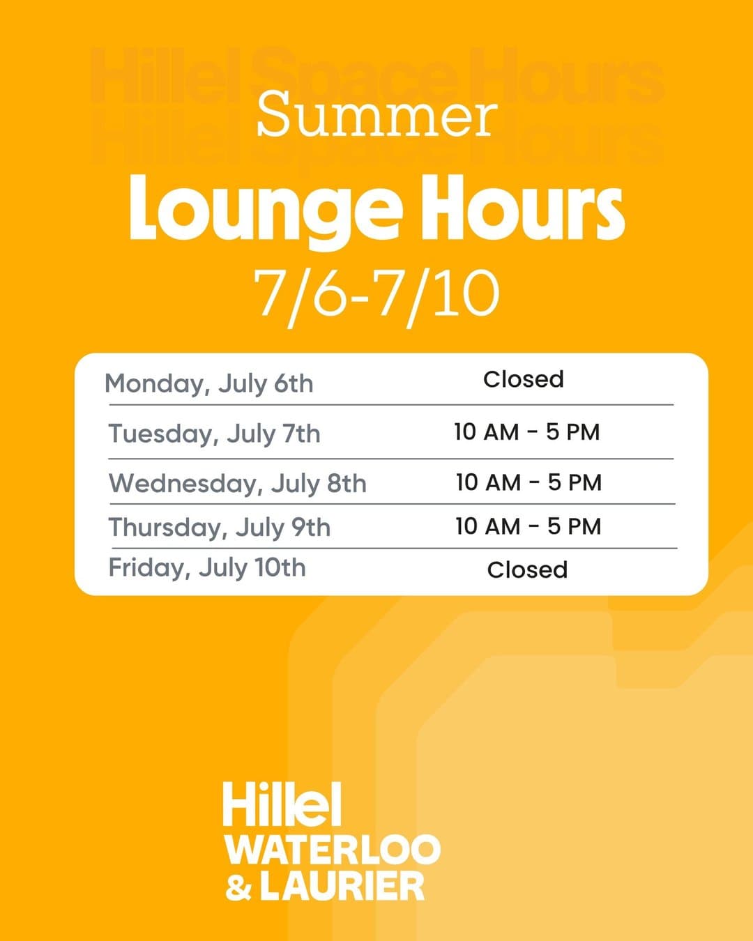 Summer Lounge Hours
