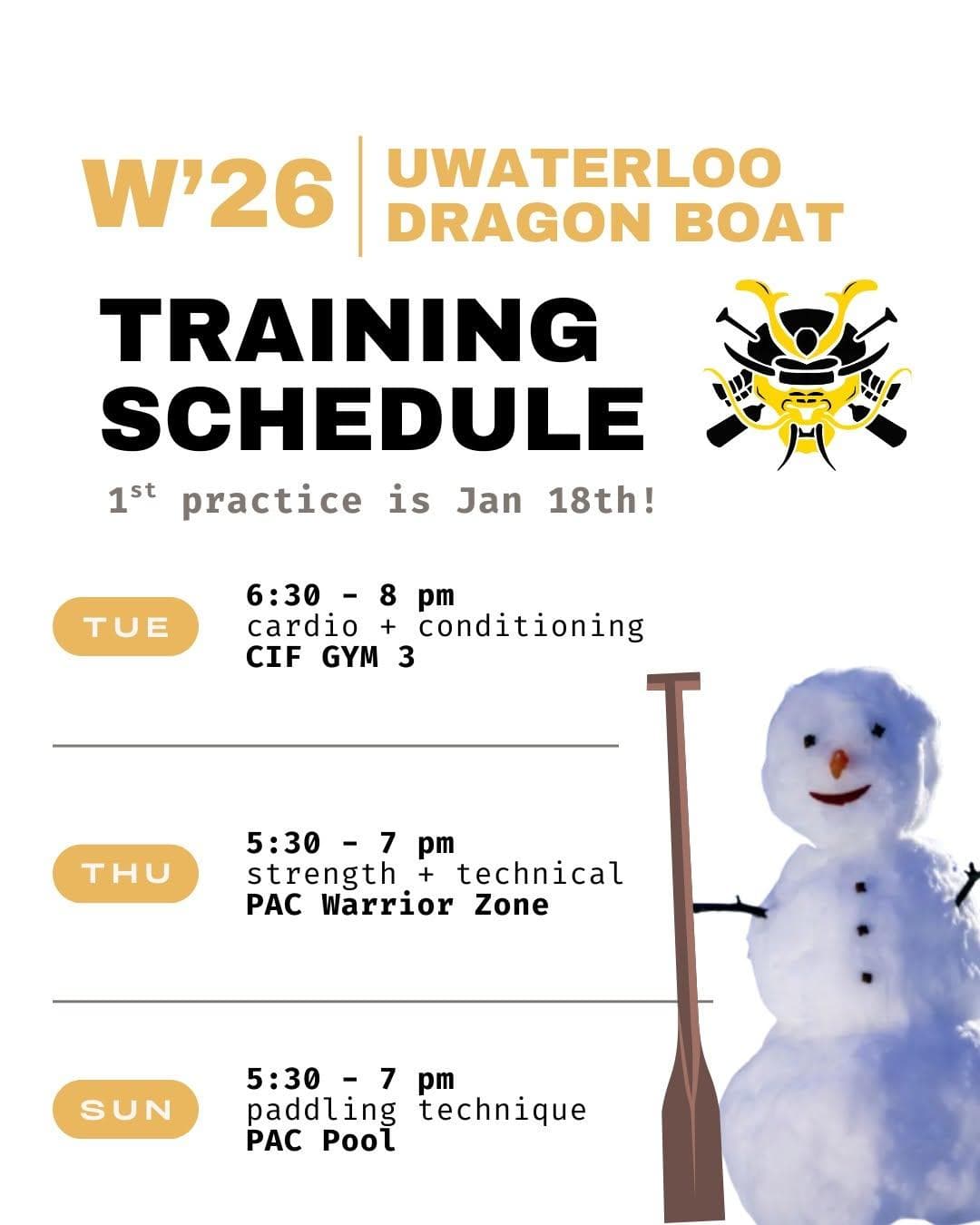 UWaterloo Dragon Boat Weekly Events