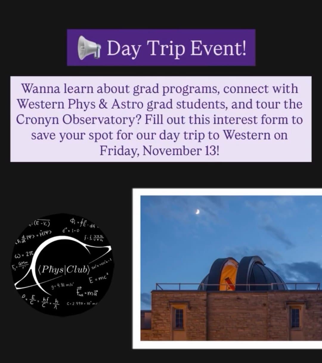 Physics Club Day Trip to Western